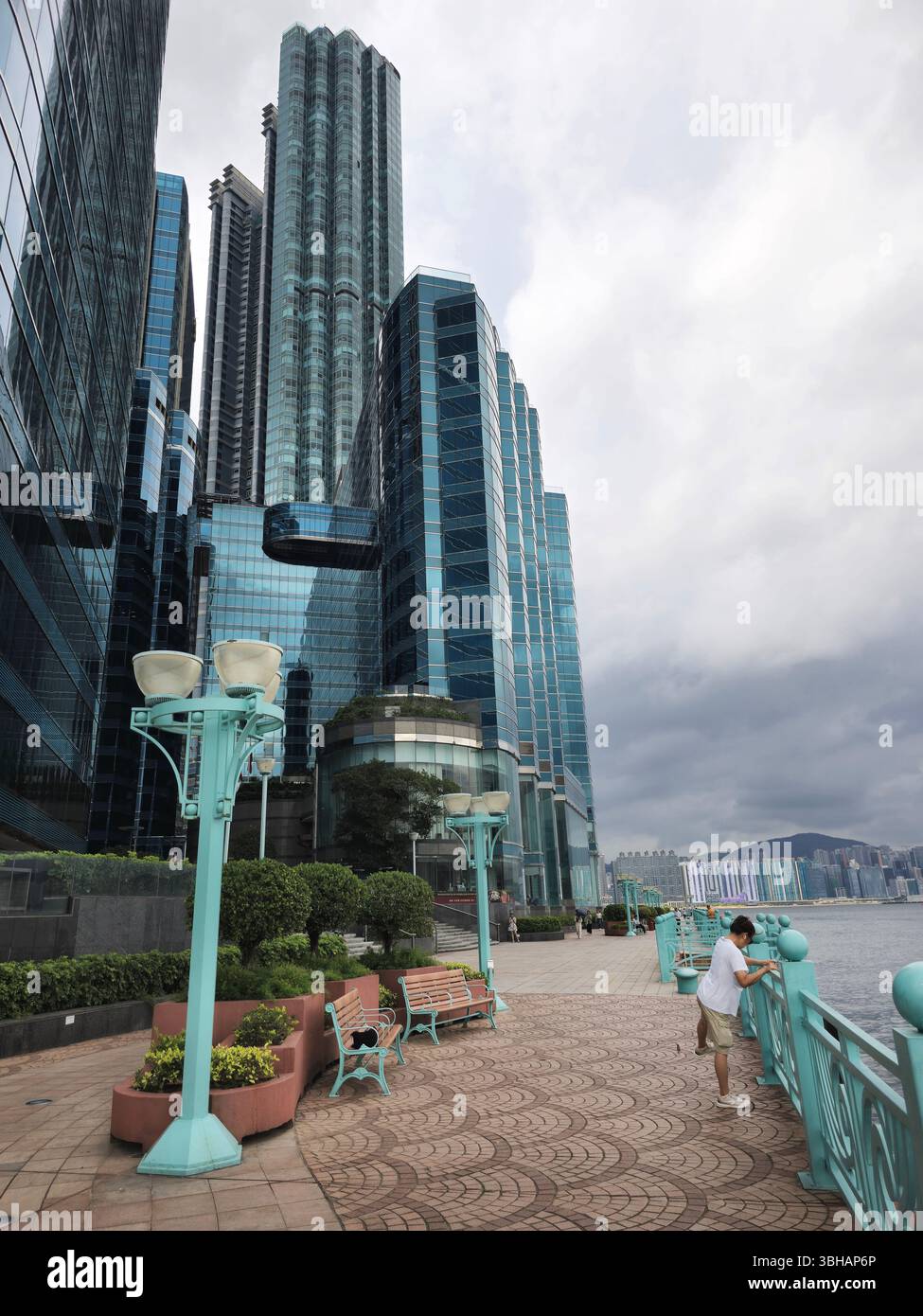 The Hung Hom promenade with views of HK Island, Hong Kong. - Smartphone Captured Stock Image