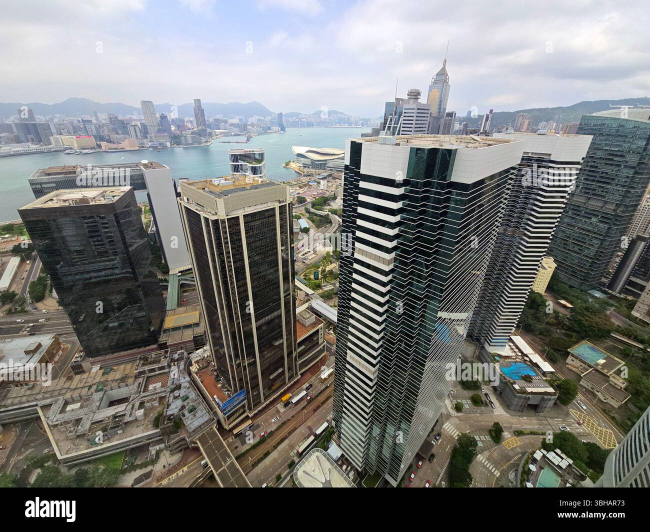 View of the Victoria harbour from Admiralty, Hong Kong. - Smartphone Captured Stock Image