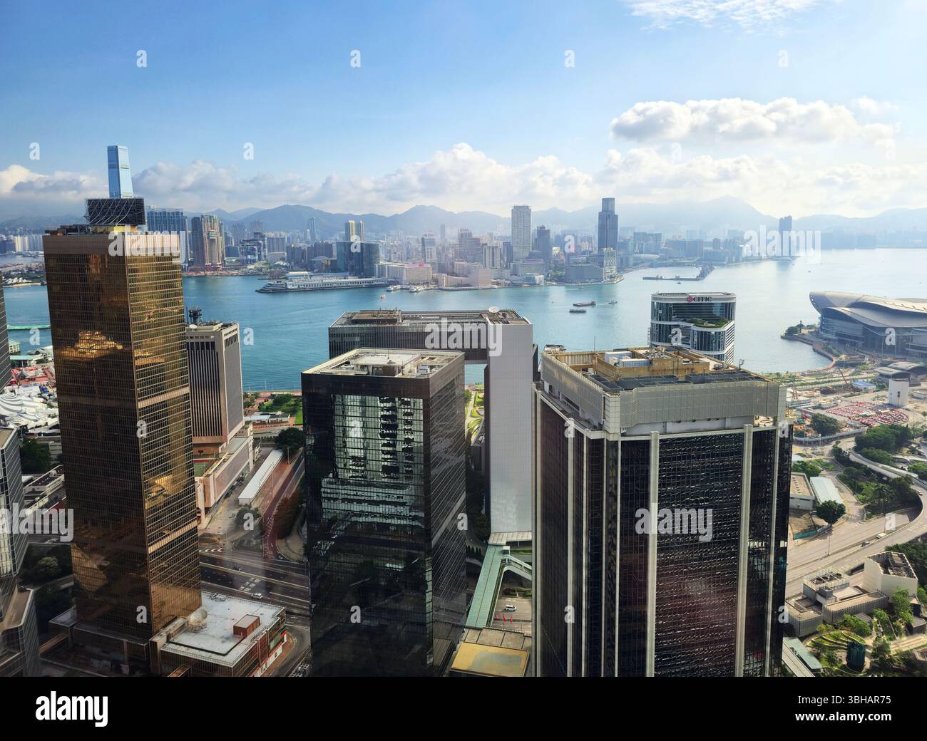 View of the Victoria harbour from Admiralty, Hong Kong. - Smartphone Captured Stock Image