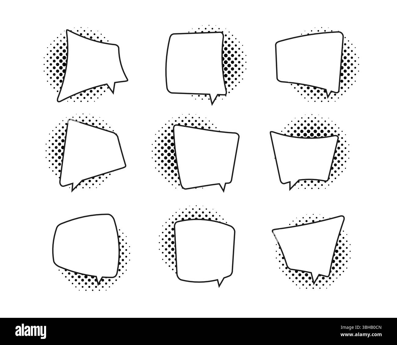 Retro speech bubbles collection with halftone shadows Stock Vector