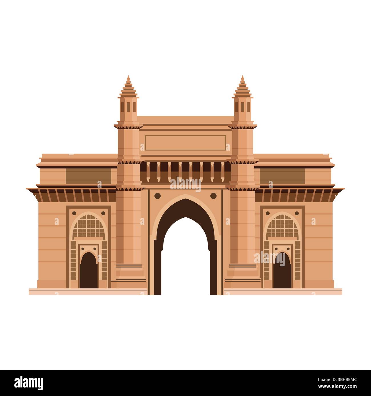 Gateway Of India Vector Illustration. Mumbai Bombay. famous historical monument. Stock Vector