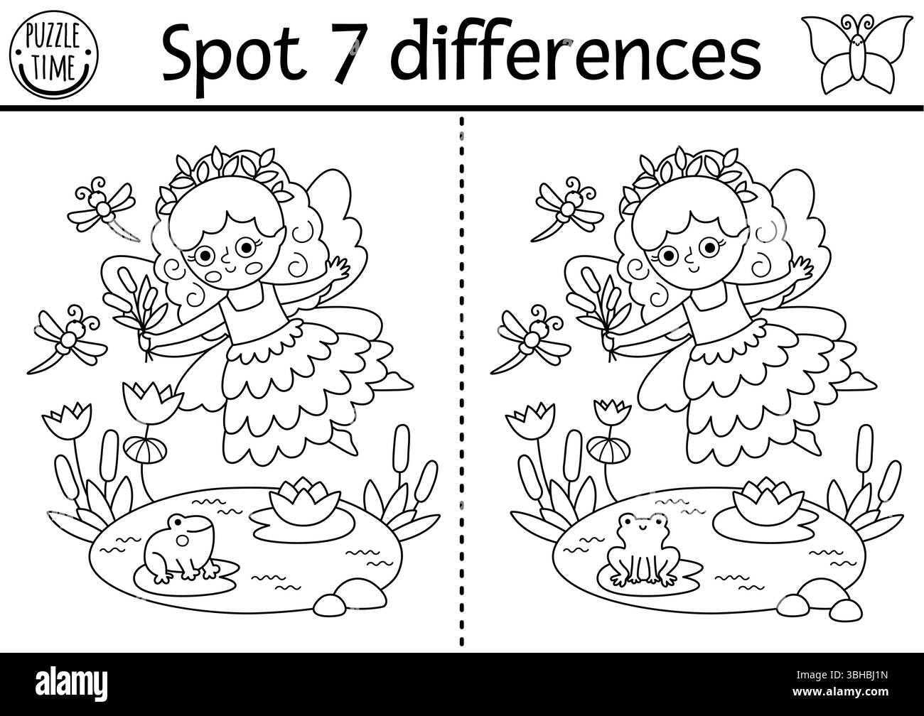 Black and white find differences game. Fairyland educational line ...