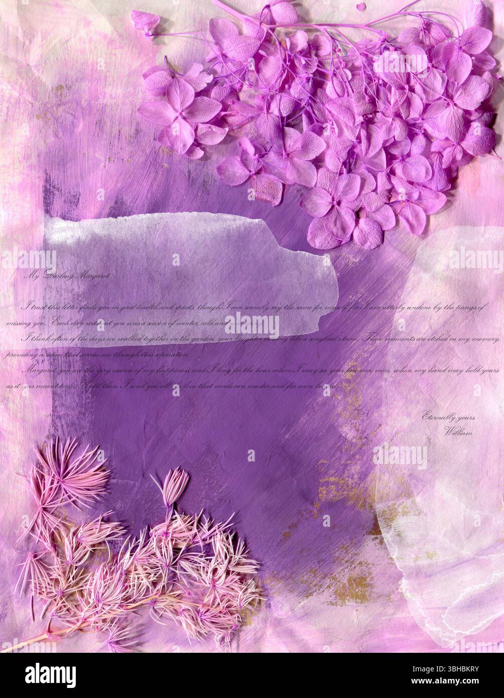 Journal Notes Background Collage digital journal note with dried flower. Ephemera vintage ...