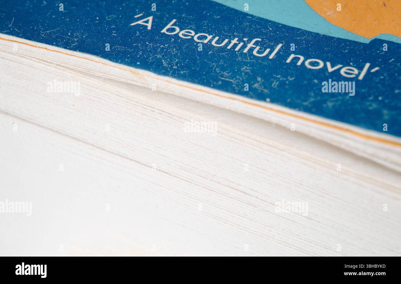 Inscription A beautiful novel on the book cover. Stock Photo