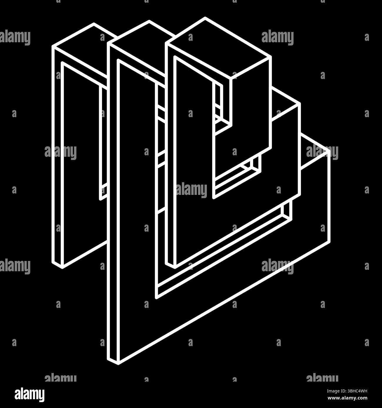 Impossible shapes. Web design elements. Optical illusion objects. Line design. Geometric figures. Stock Vector