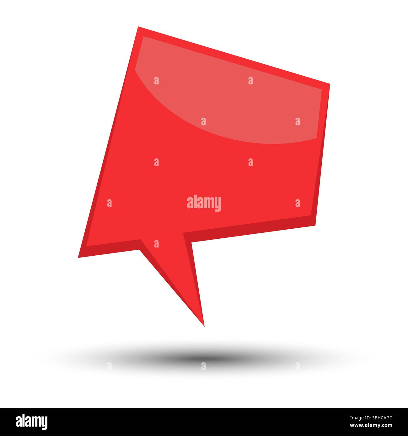 Red cartoon comic balloon speech bubble without phrases and with shadow. Vector illustration. Stock Vector