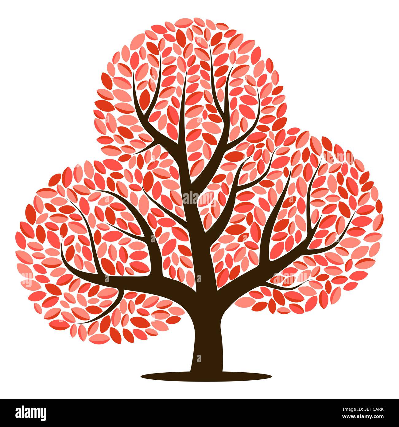 Vector tree with red leaves isolated on a white background Stock Vector