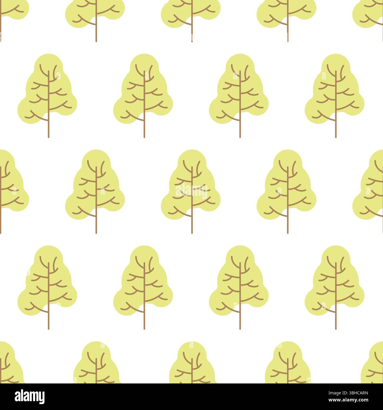 Seamless pattern with colored trees on white background. Vector illustration. Stock Vector