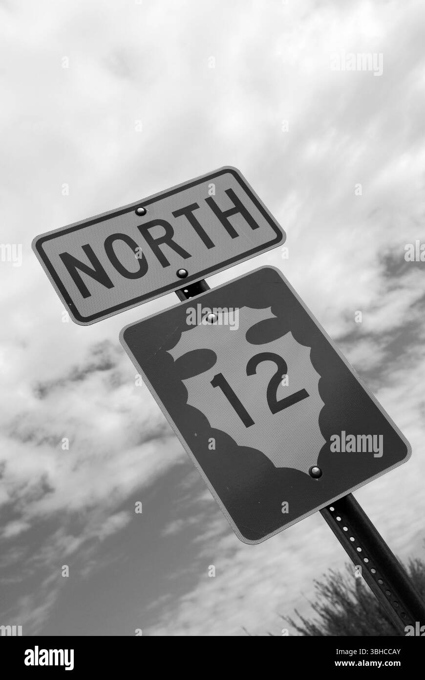 North Highway 12 road sign in the United States, symbolizing travel ...