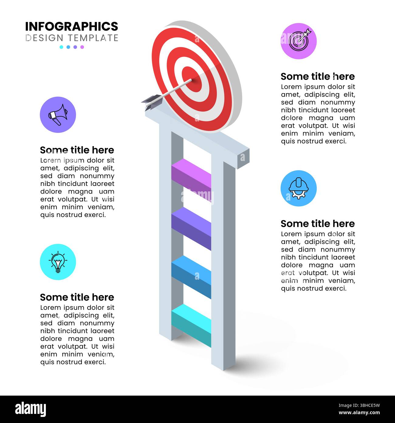 Infographic template with icons and 4 options or steps. 3d ladder. Can ...