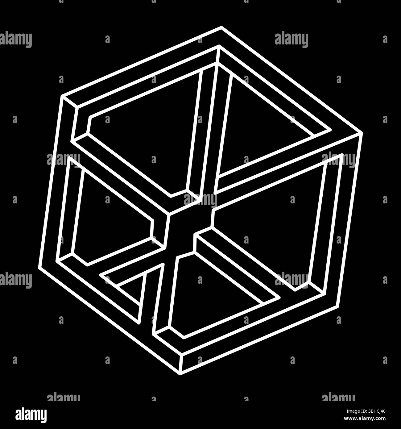 Impossible shapes. Web design elements. Optical illusion objects. Line design. Escher style.  Stock Vector