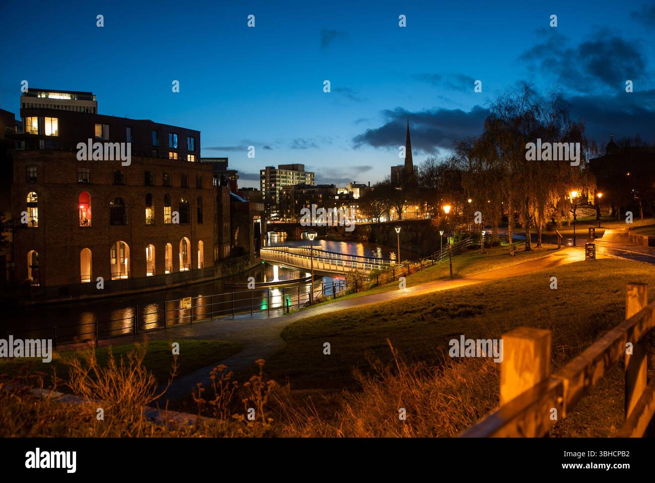 View from Castle Park of Bristol city centre at dusk Stock Photo