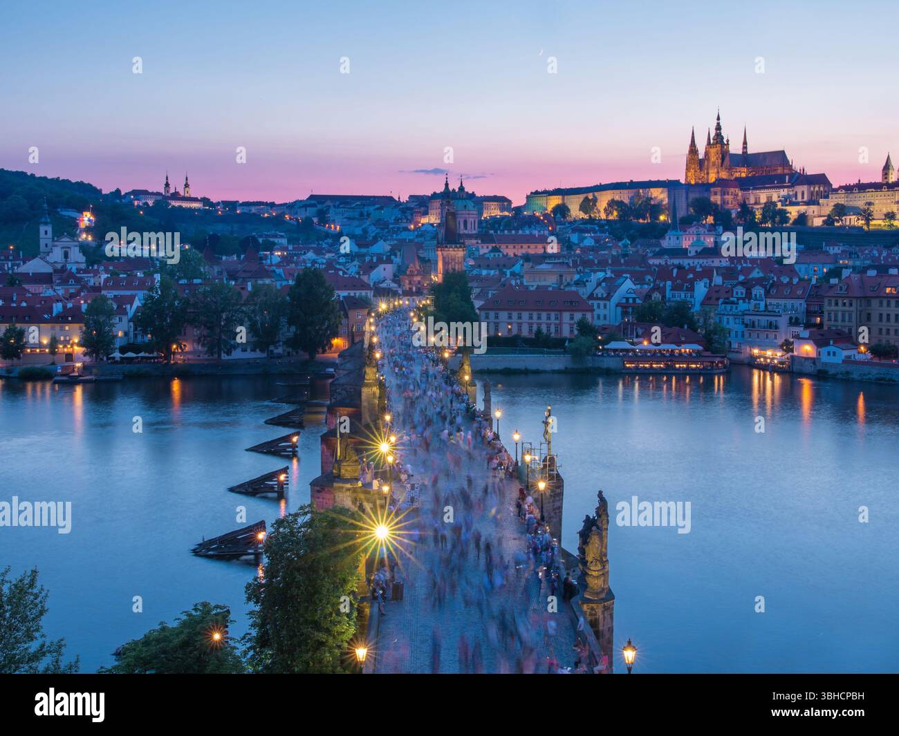 View of Prague Castle at sunset Stock Photo