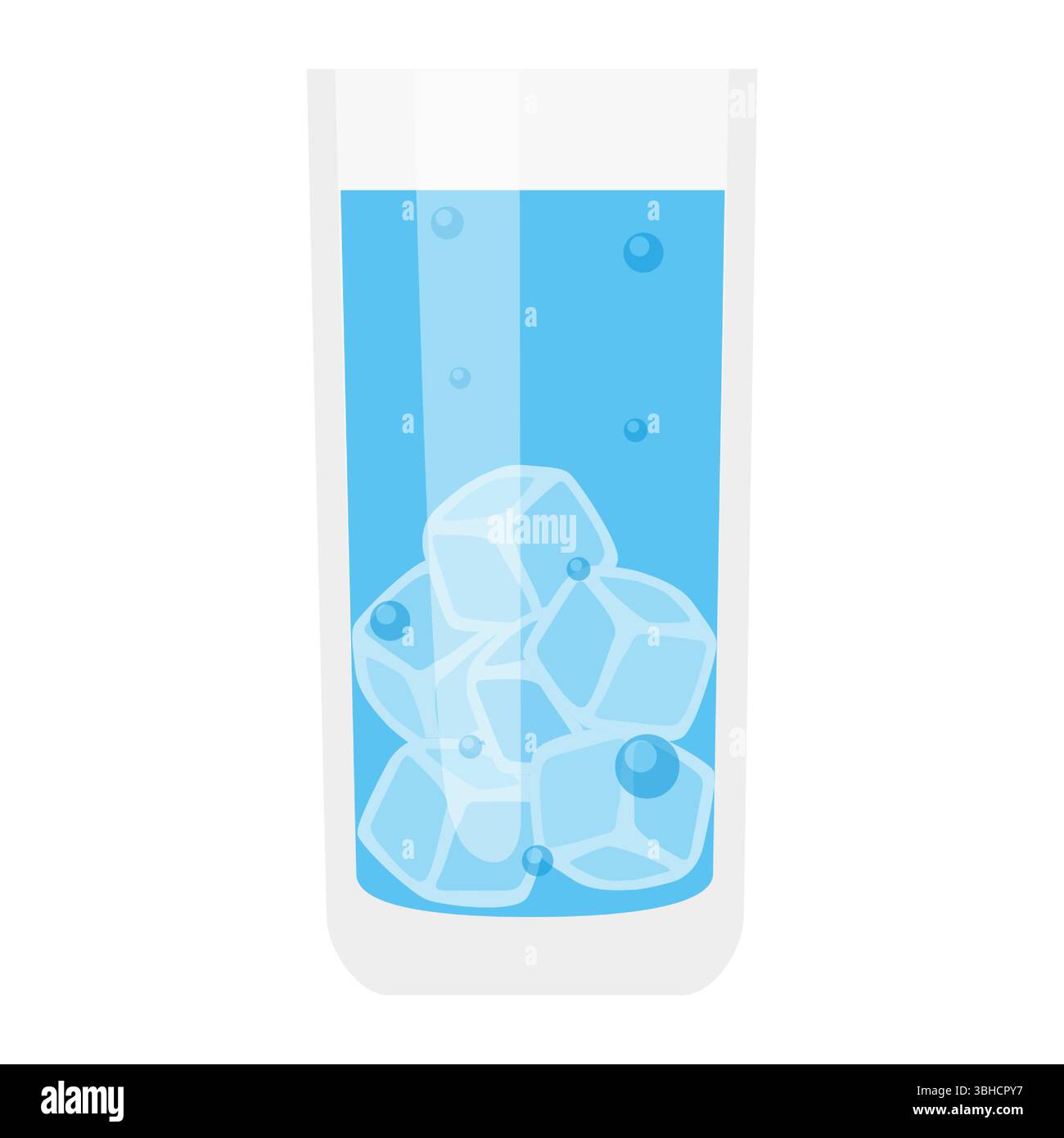 water with ice cubes and bubbles flat cartoon illustration Stock Vector ...