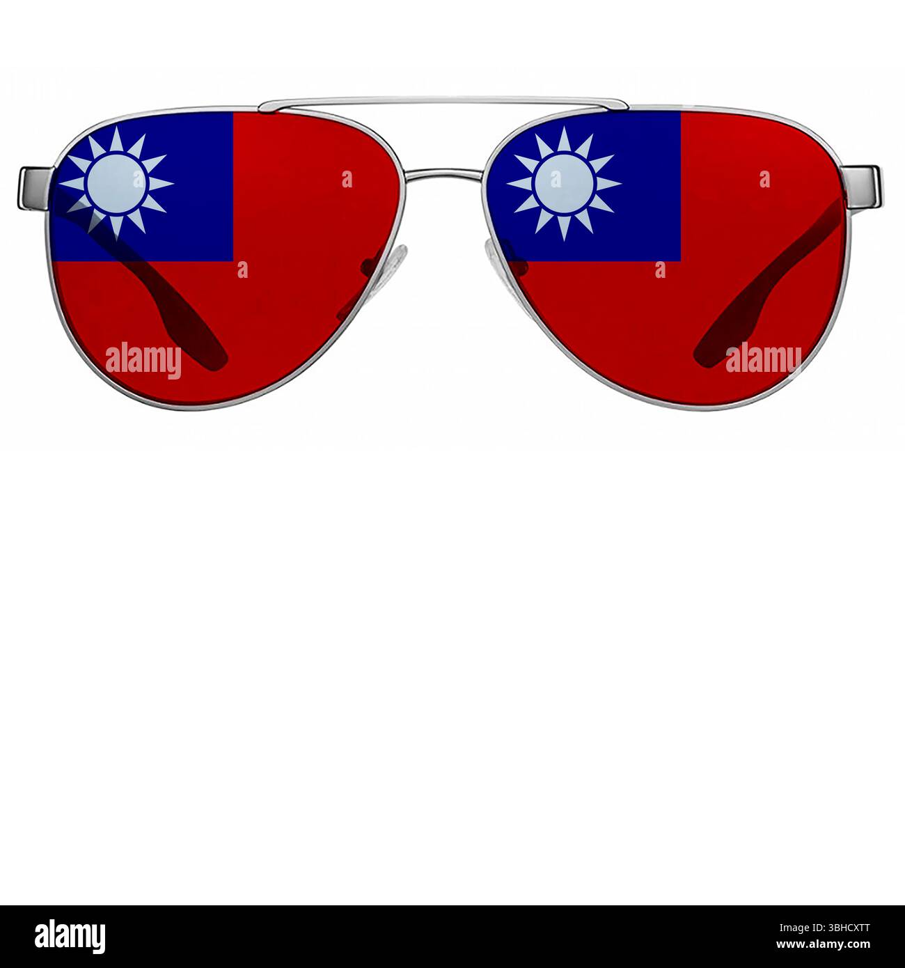 White background with sunglasses with flag of Republic of Taiwan Stock Photo