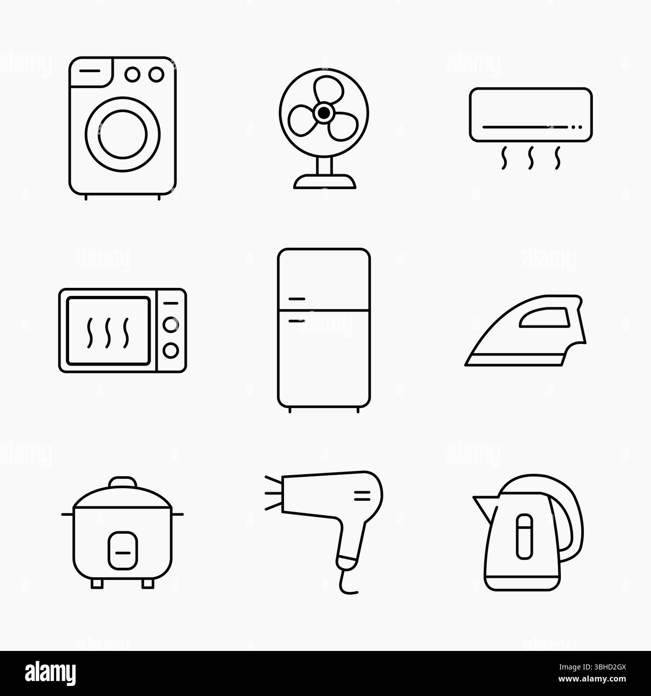 Household Electrical Appliances Minimalist Line Icon Set, perfect for ...