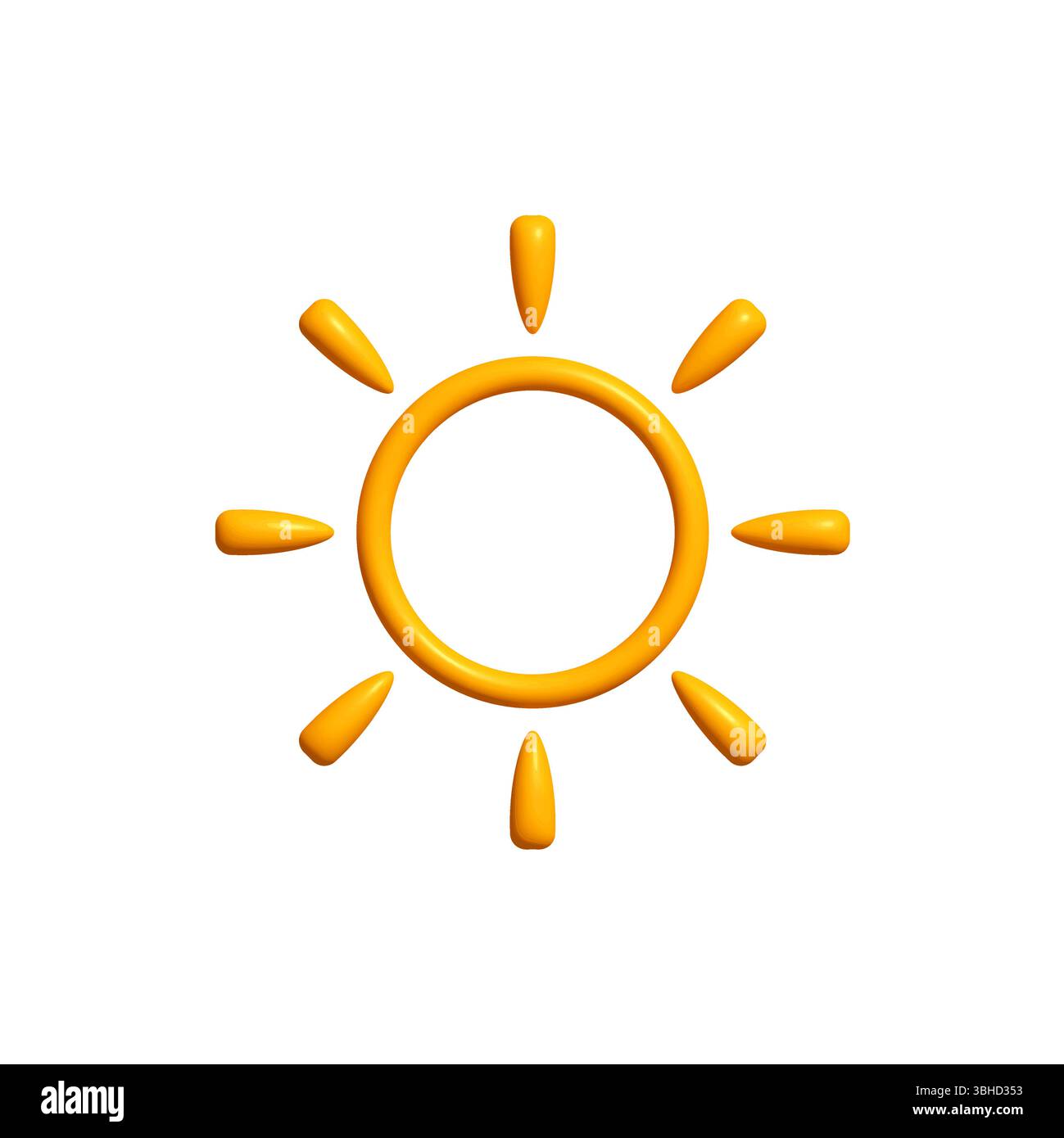 Glossy sun icon in minimal 3D style. Bright summer symbol for weather ...