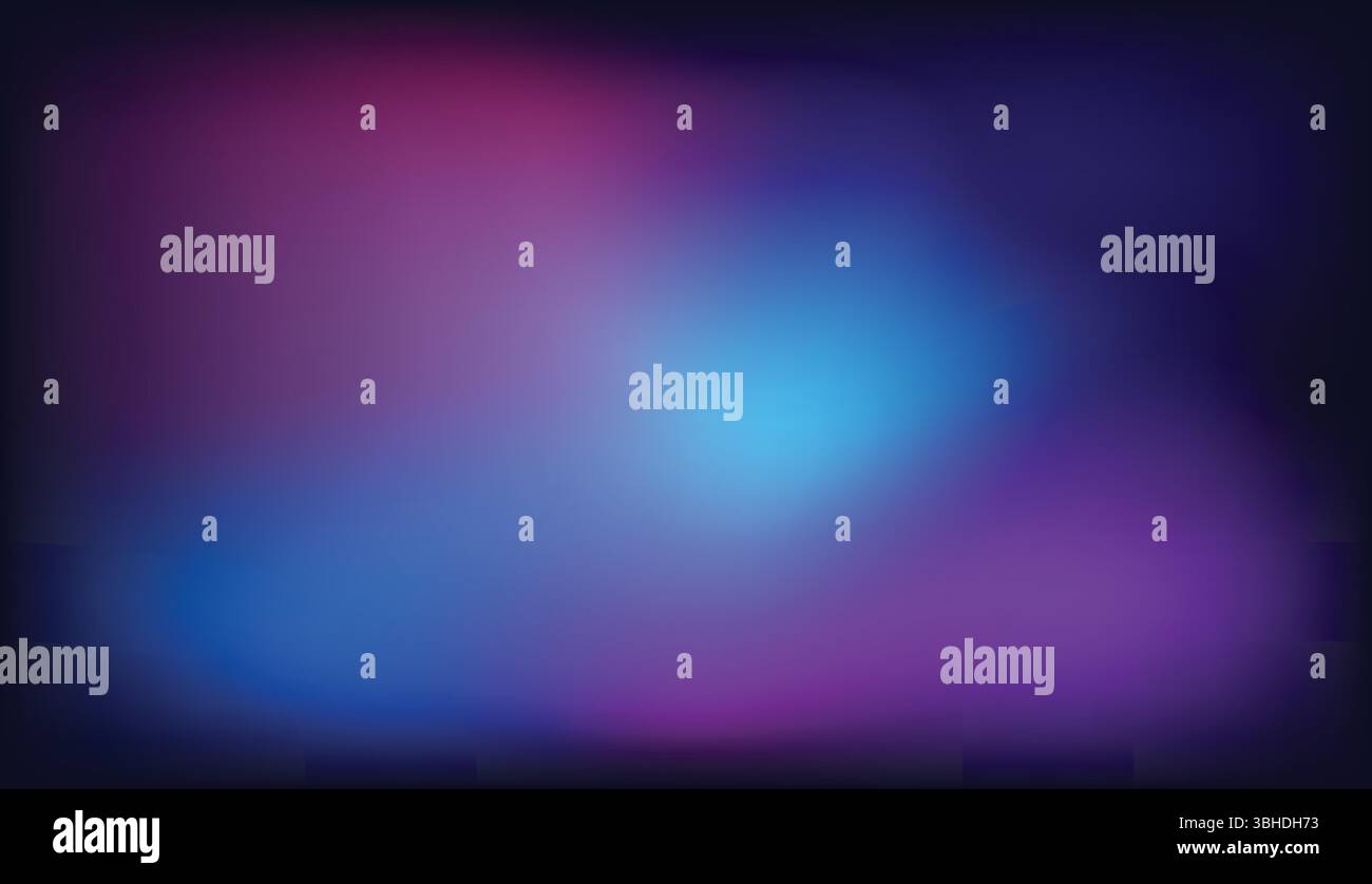 Abstract Dark Purple Blue Gradient Background - Smooth Cosmic Blur Stock Vector