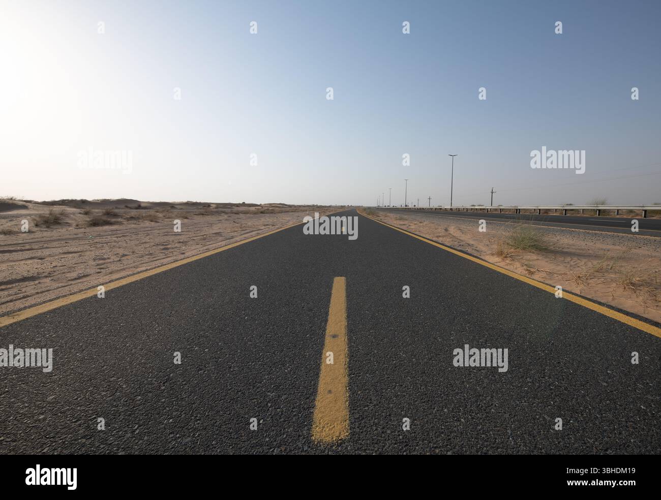 The hot desert landscape of Dubai in the UAE. Stock Photo
