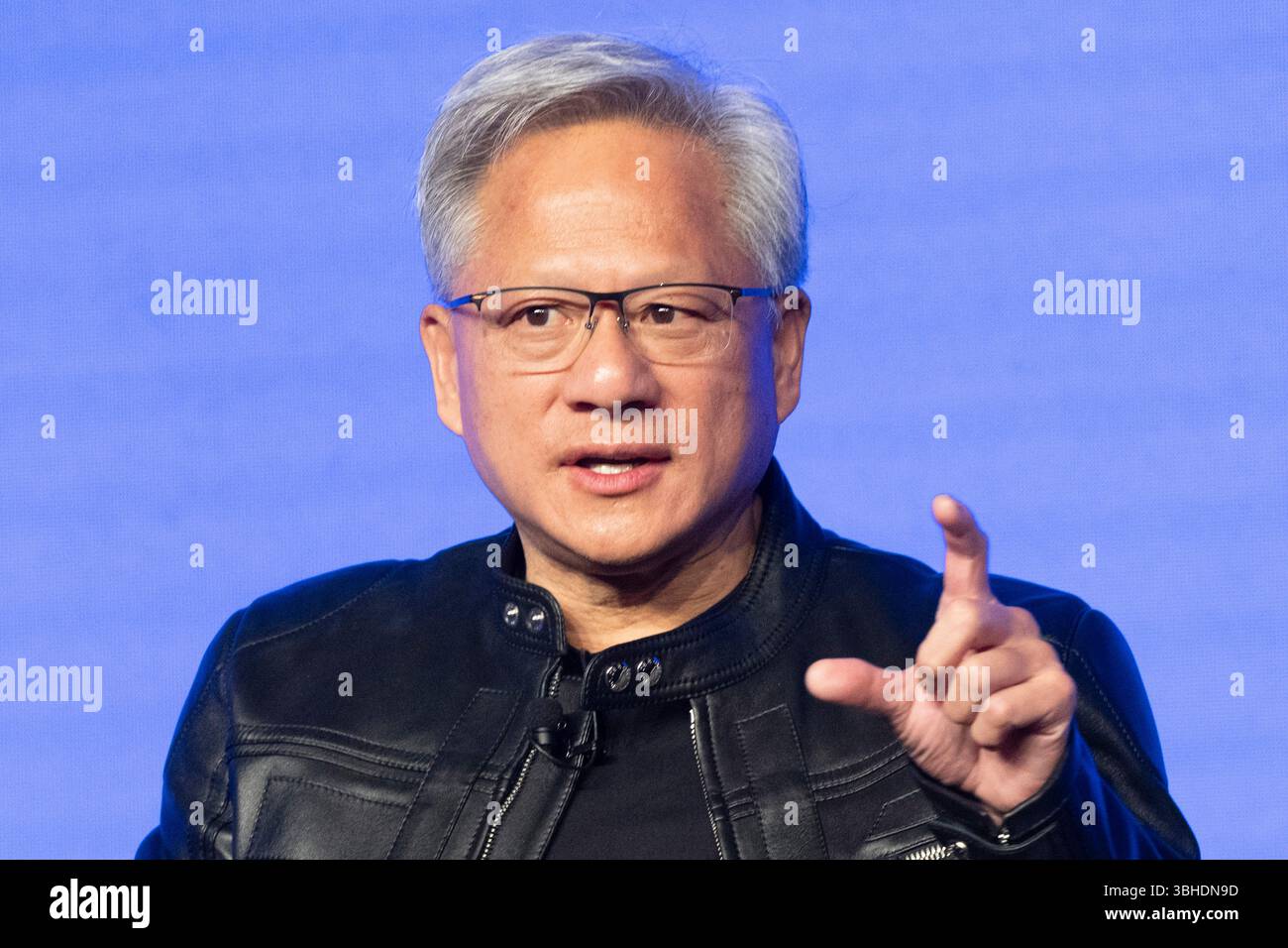 London, UK. 09 June 2025. London, UK Jensen Huang, CEO, Nvidia speaks ...