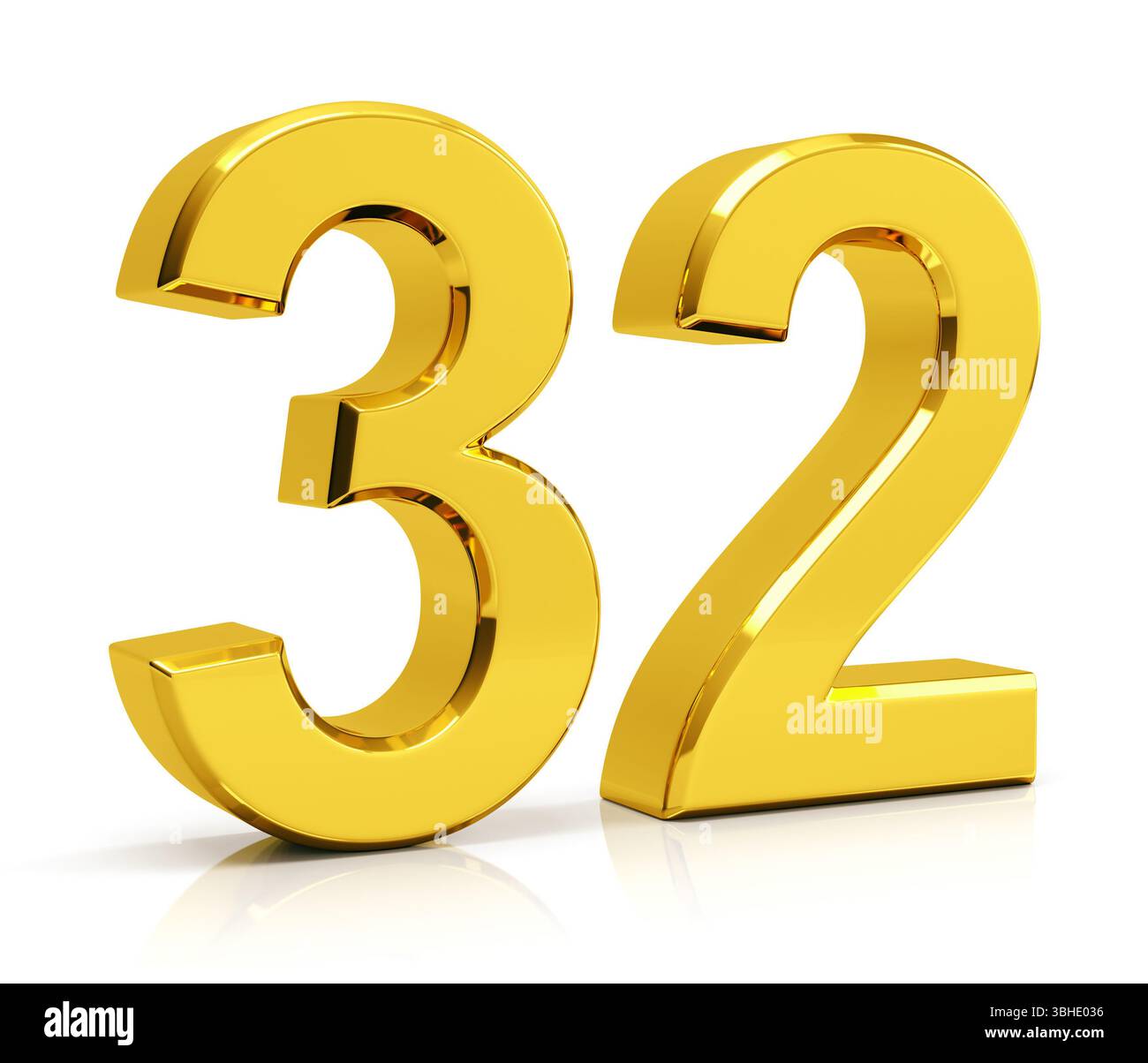 Number 32 isolated on white background Stock Photo
