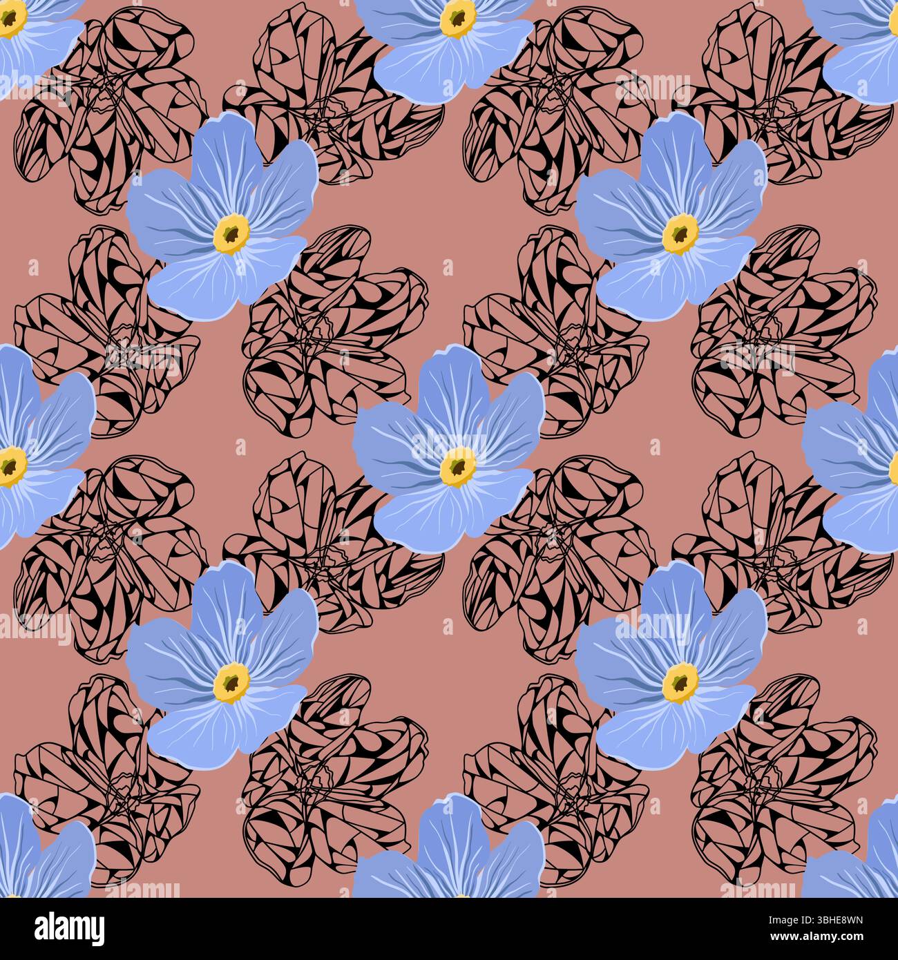 Forget-me-not flowers seamless pattern vector illustration Stock Vector