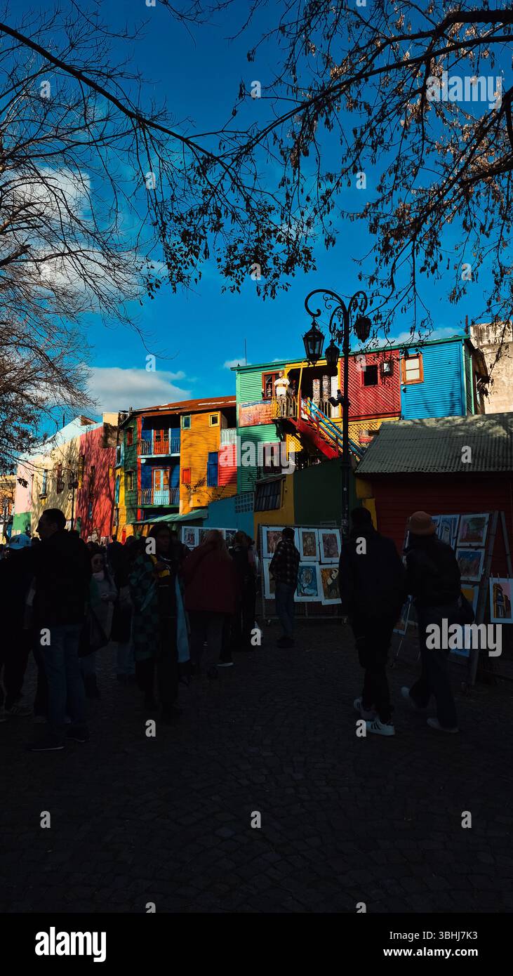 Argentina, 08.06.2025: View of same attractions and lanscapes of La Boca, neighborhood traditional tourist visit (Photo: Néstor J.Beremblum) - Smartphone Captured Stock Image