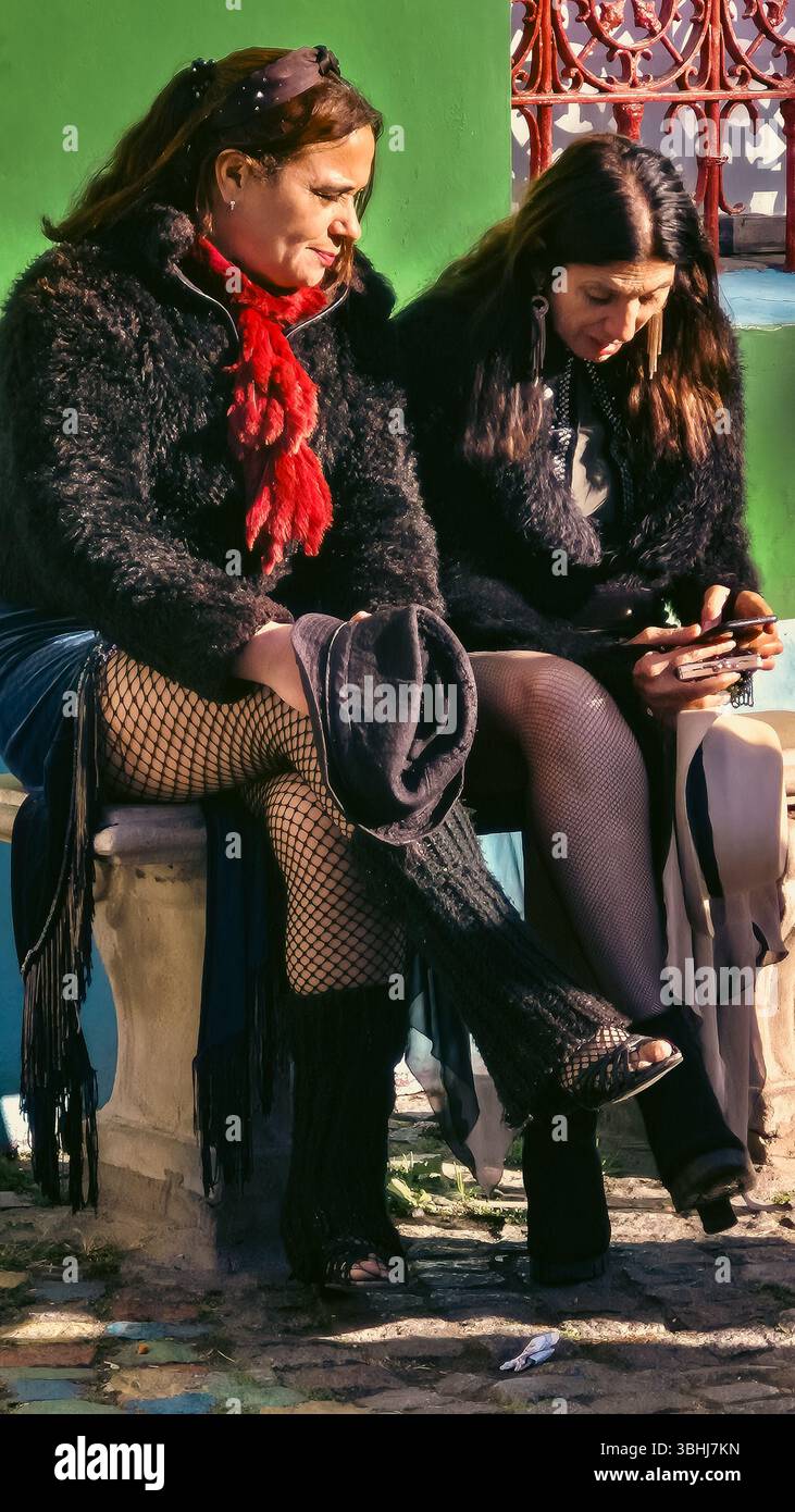 Argentina, 08.06.2025: View of same attractions and lanscapes of La Boca, neighborhood traditional tourist visit (Photo: Néstor J.Beremblum) - Smartphone Captured Stock Image