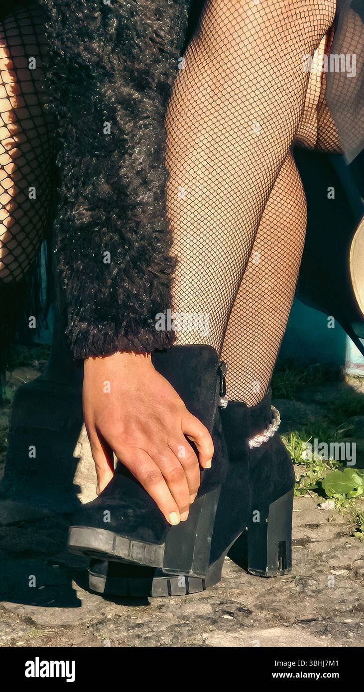 Argentina, 08.06.2025: View of same attractions and lanscapes of La Boca, neighborhood traditional tourist visit (Photo: Néstor J.Beremblum) - Smartphone Captured Stock Image