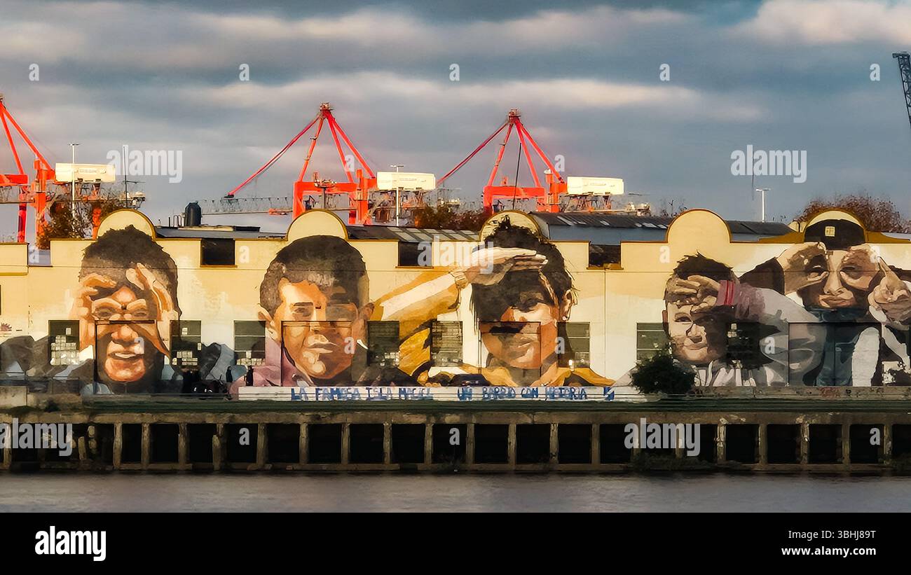 Argentina, 08.06.2025: View of same attractions and lanscapes of La Boca, neighborhood traditional tourist visit (Photo: Néstor J.Beremblum) - Smartphone Captured Stock Image