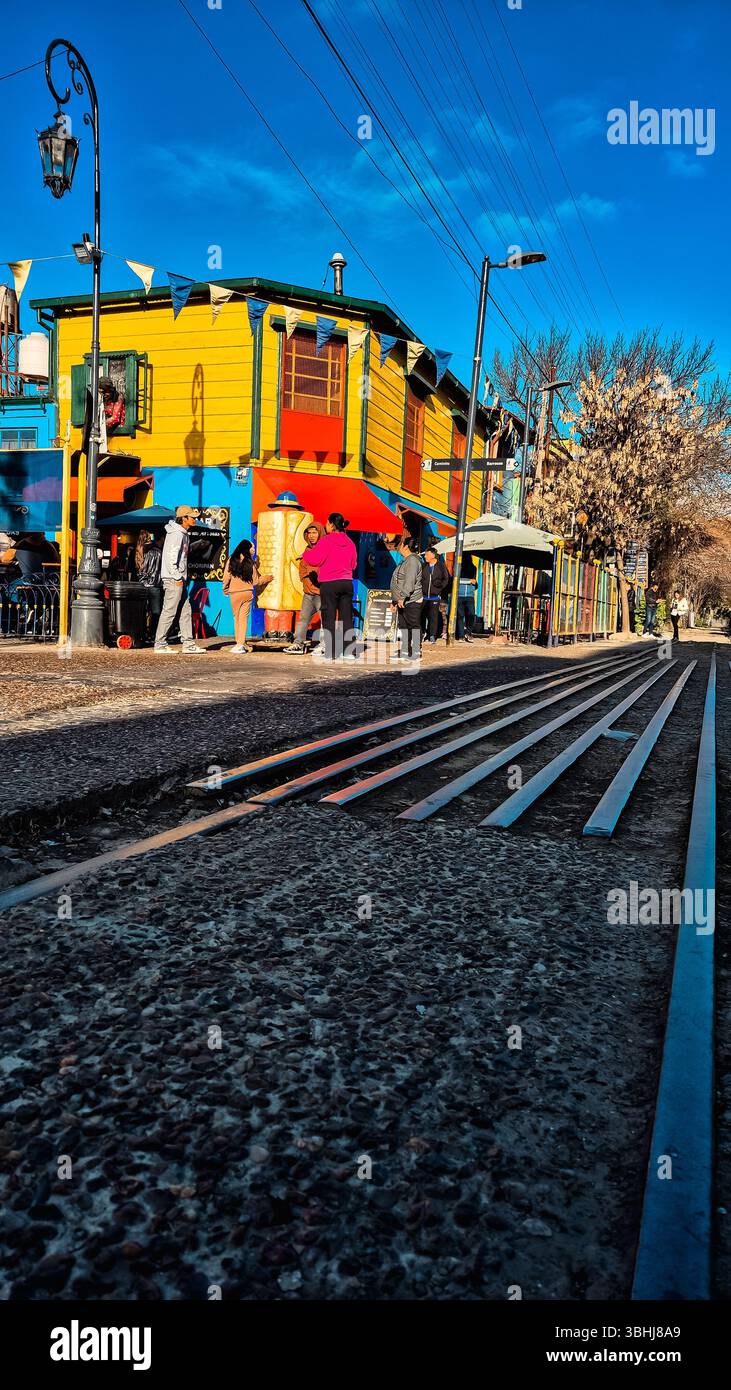 Argentina, 08.06.2025: View of same attractions and lanscapes of La Boca, neighborhood traditional tourist visit (Photo: Néstor J.Beremblum) - Smartphone Captured Stock Image