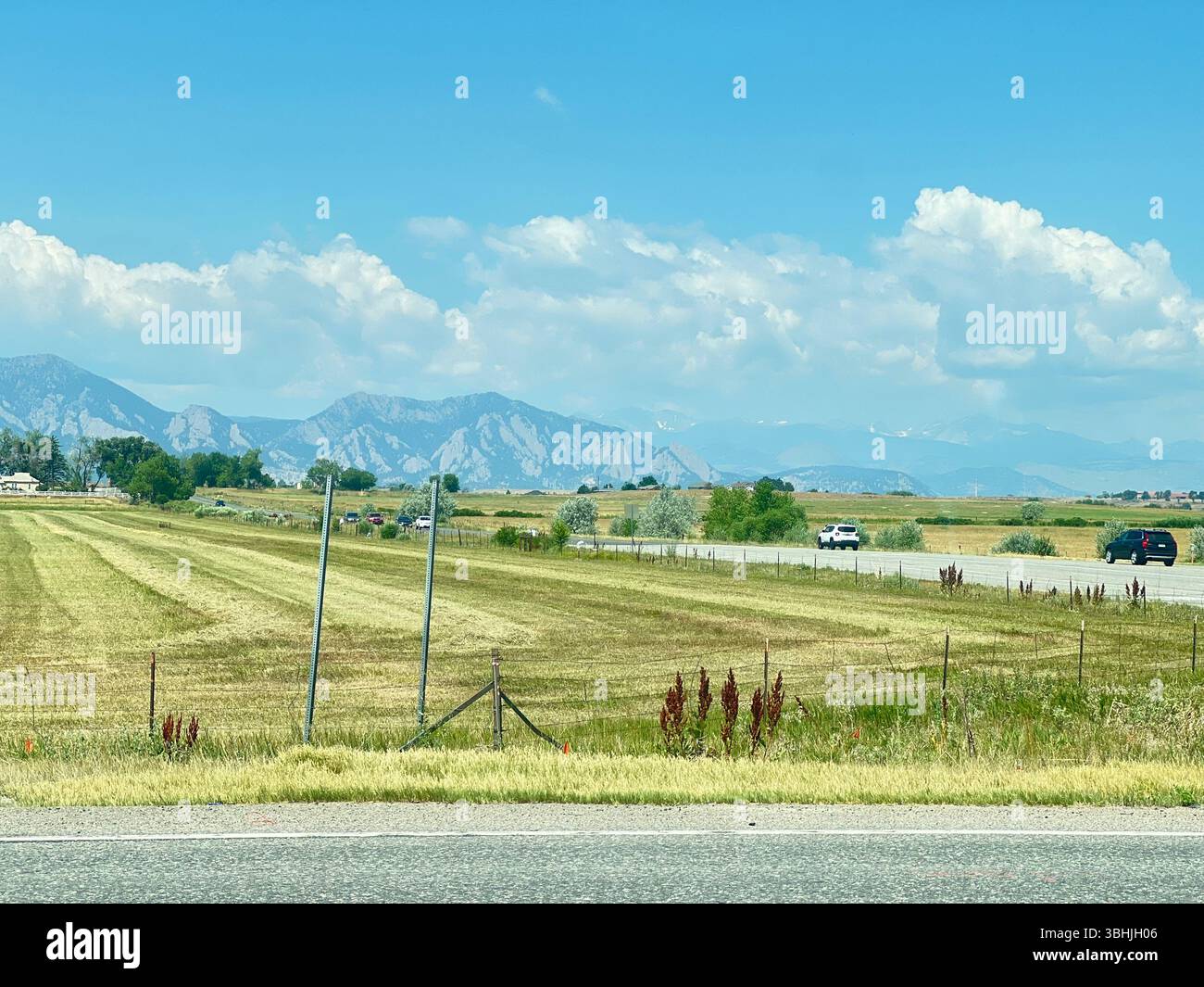 Farmland In The Flatirons, Rocky Mountains, Longmont, Colorado - Smartphone Captured Stock Image