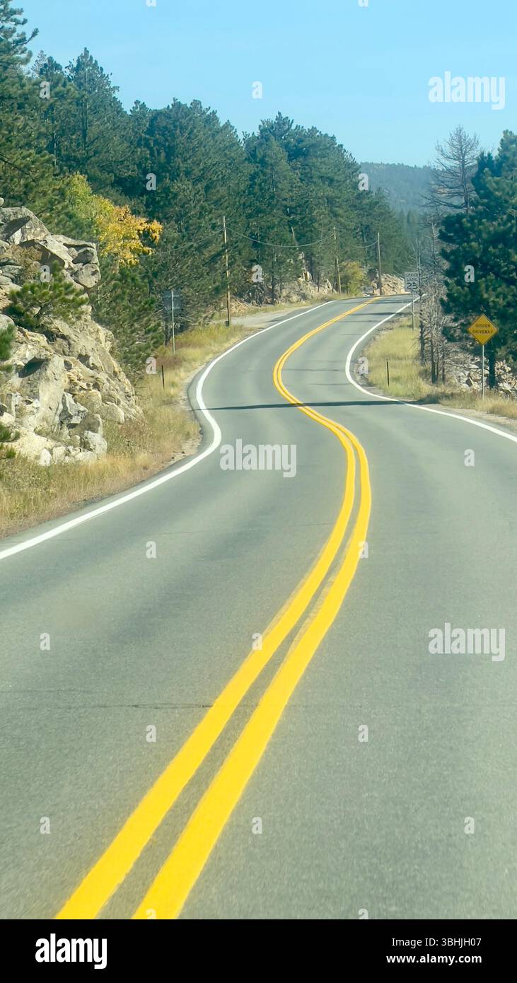 Long and Winding Road, Whispering Pines, Colorado, USA - Smartphone Captured Stock Image