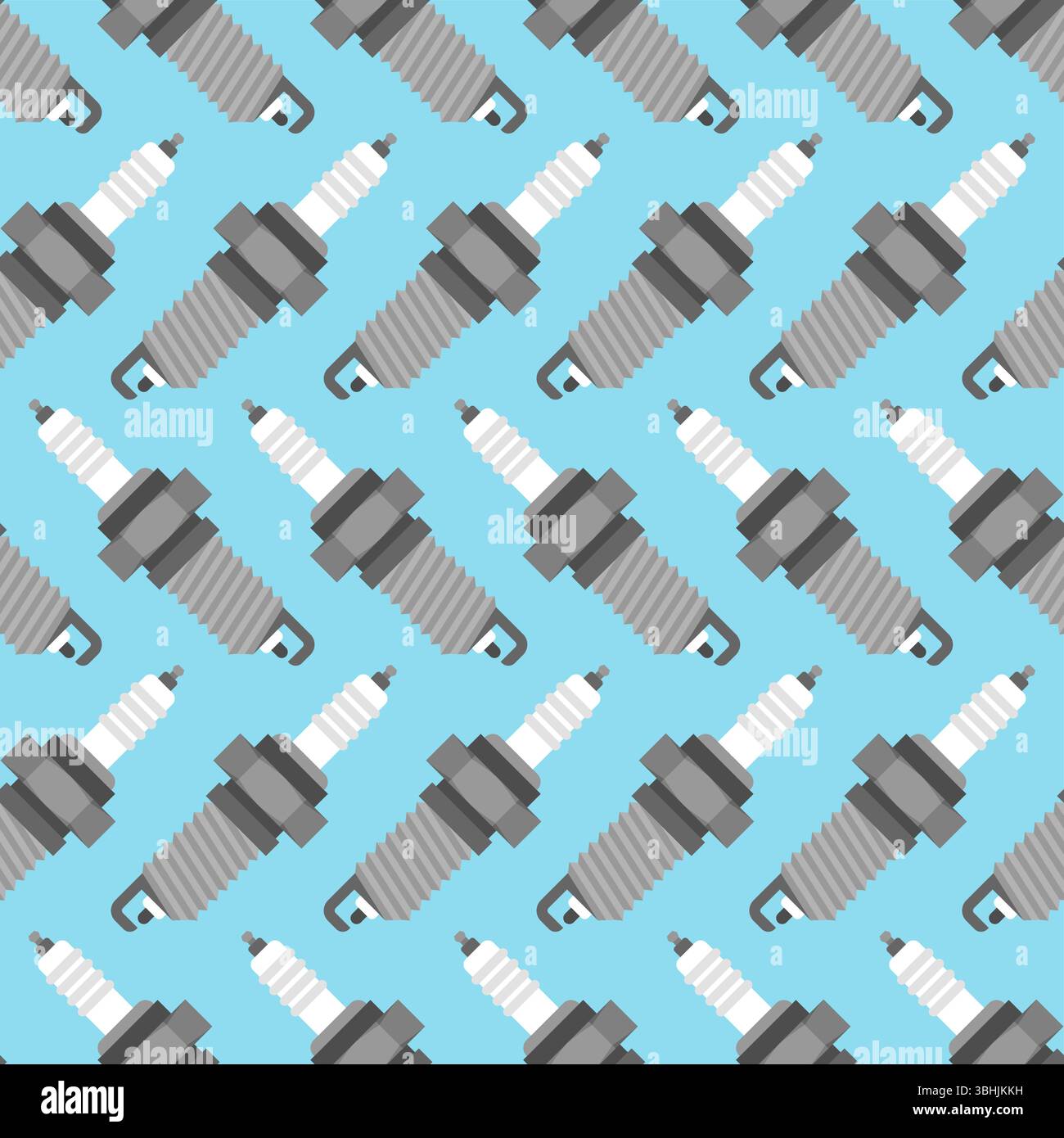 Spark plug pattern seamless. Car accessory background. Device for igniting the fuel-air mixture texture Stock Vector