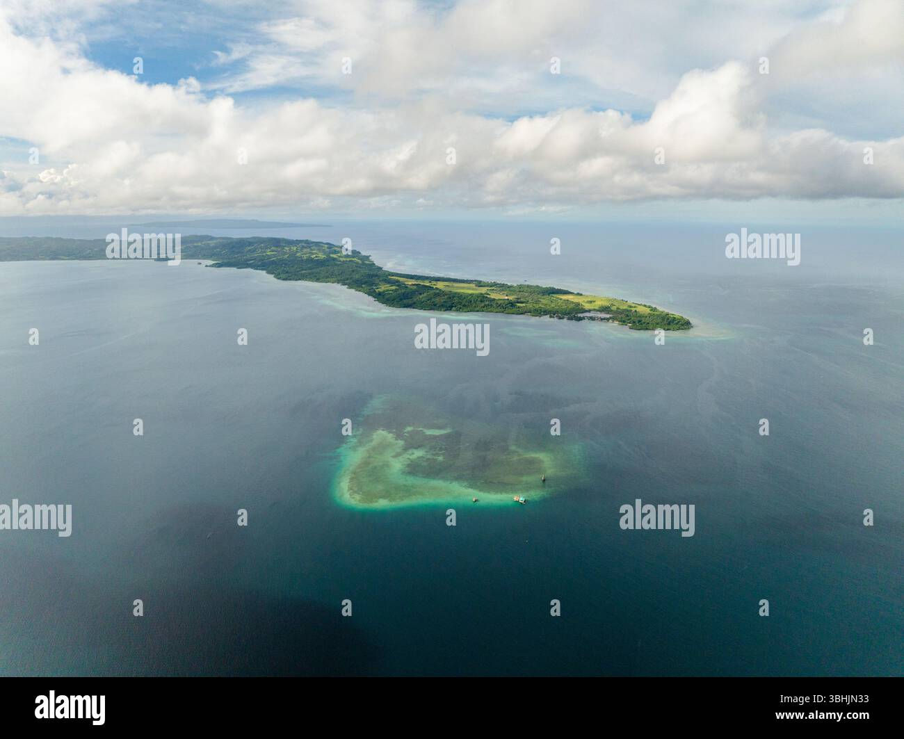 Scenic landscape of Island with turquoise sea water. Looc Fish ...