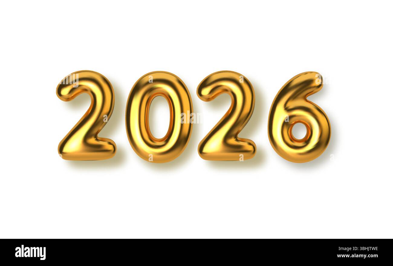 3d Gold 2026 numbers vector illustration, perfect for New Year ...