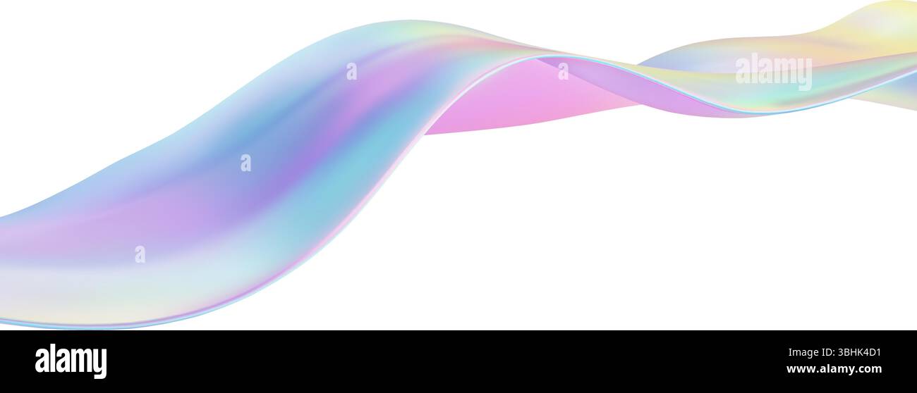 3d wave abstract liquid background with glass ribbon fluid shape and ...
