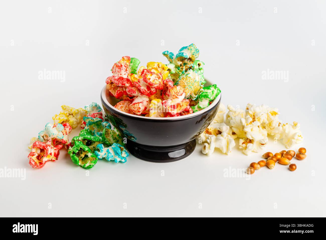 Colorful candy popcorn background. Bright background Stock Photo
