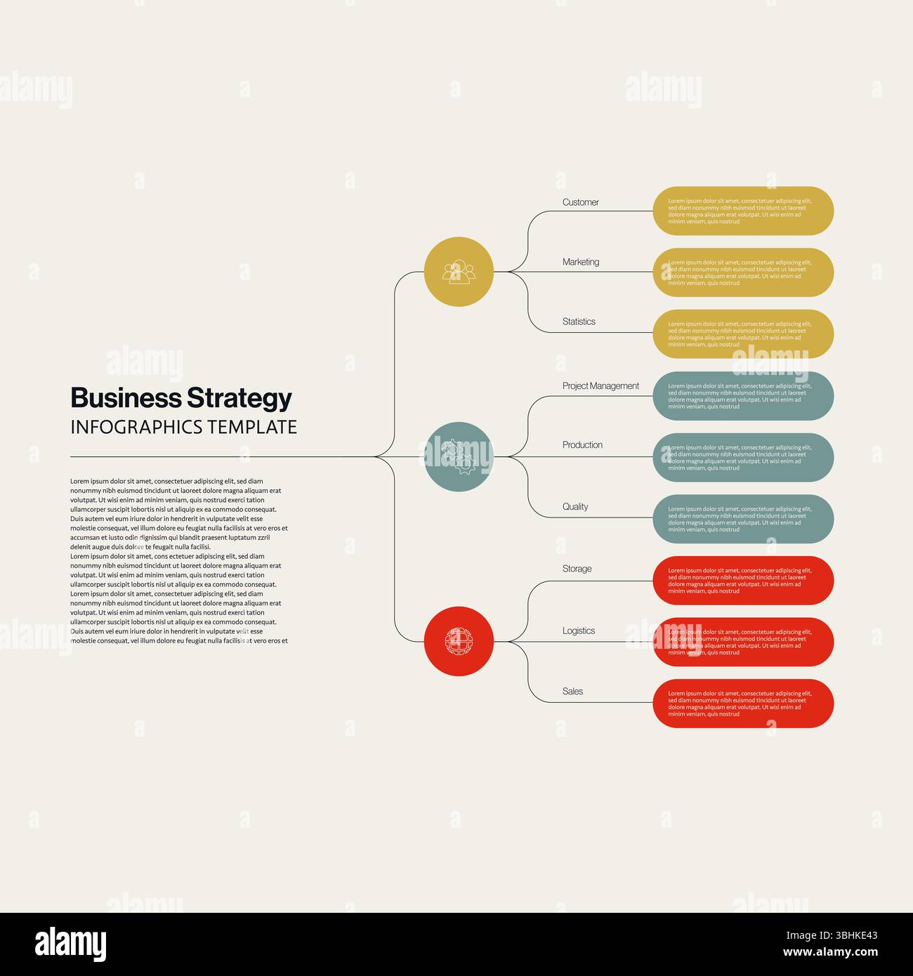 Business strategy infographic diagram vector template. Mind map ...