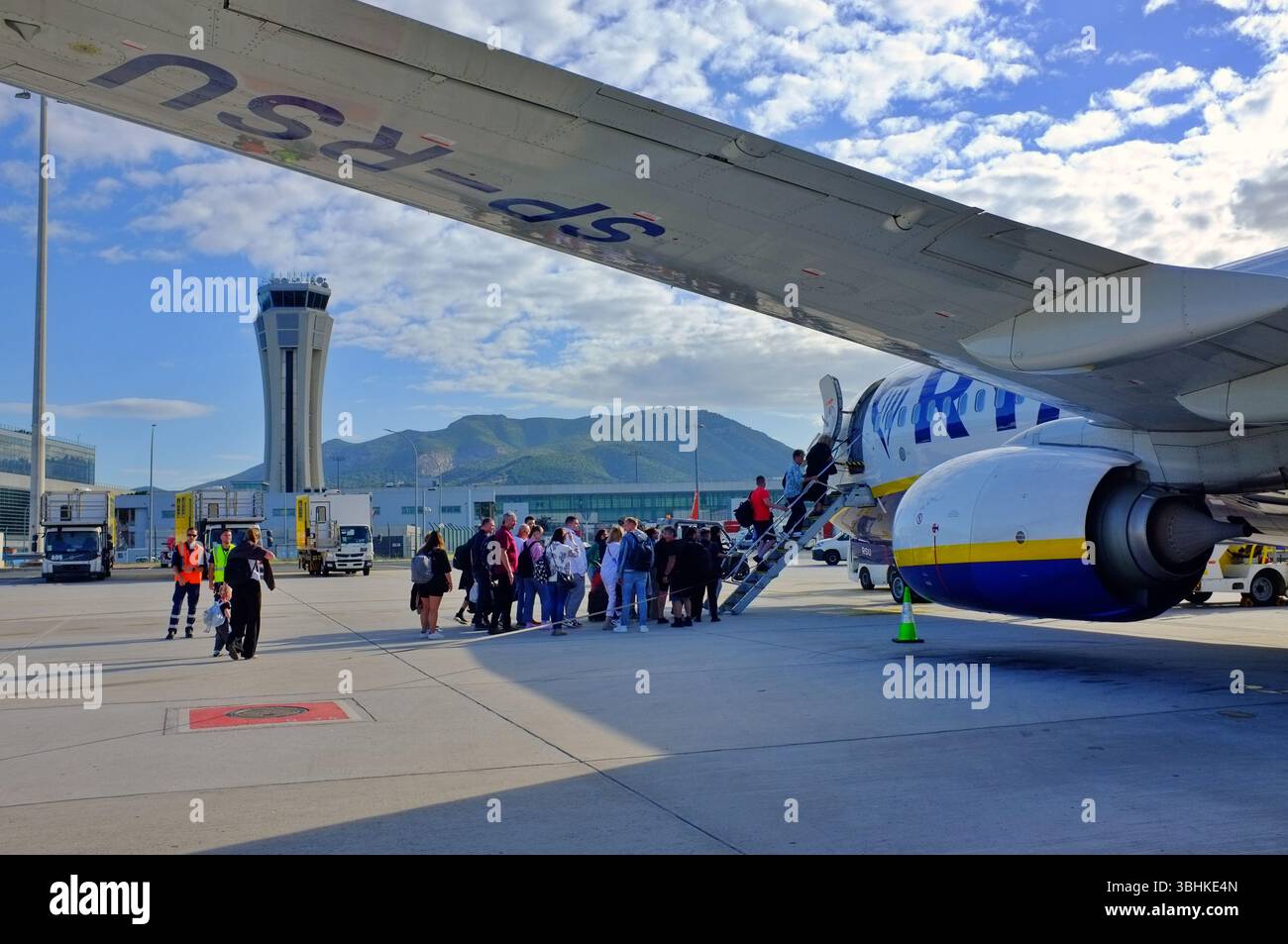 Malaga airport boarding time flight Stock Photo