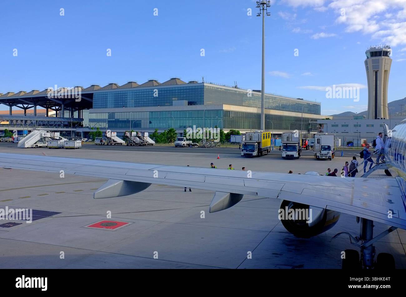 Malaga airport boarding time flight Stock Photo