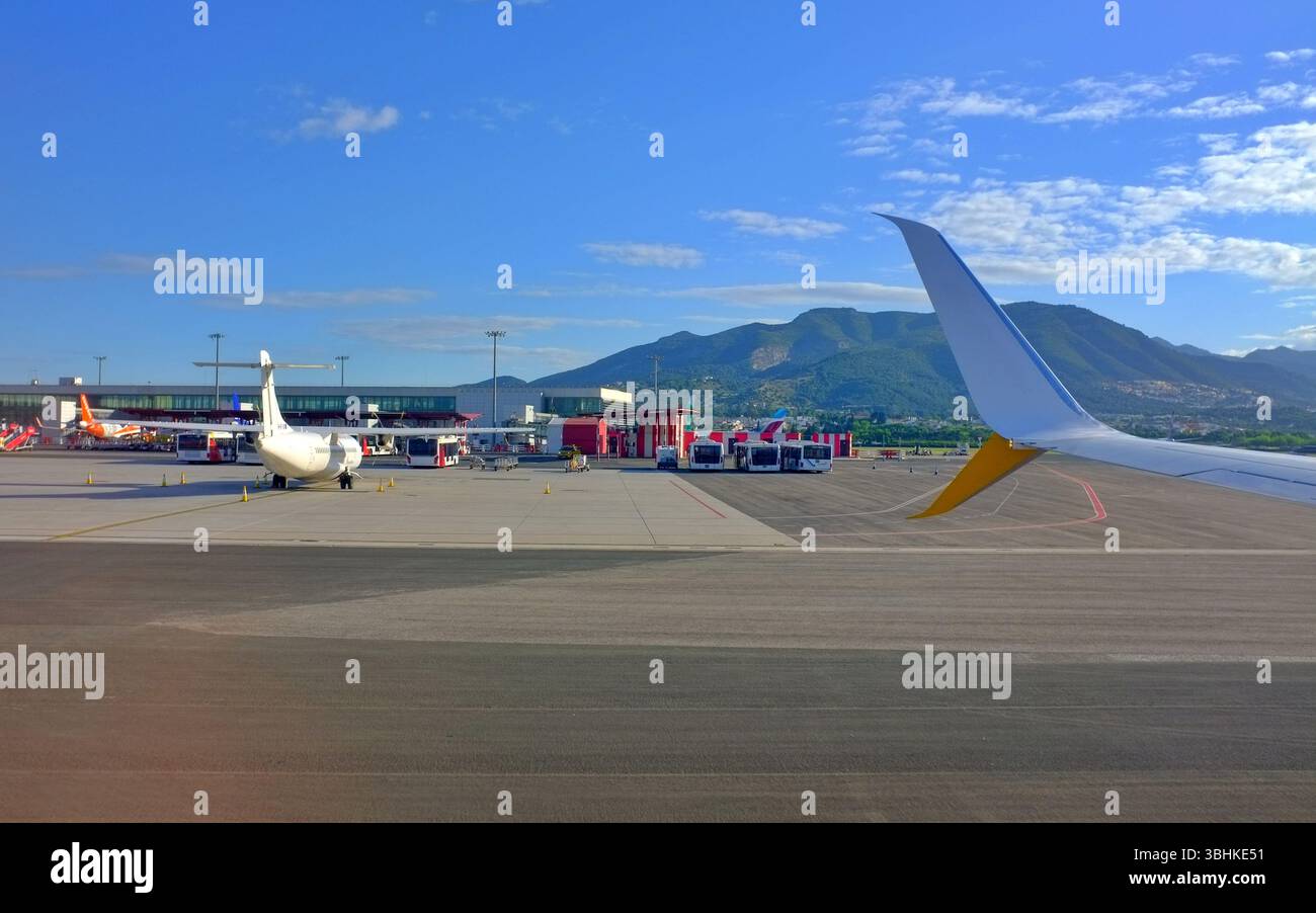 Malaga airport boarding time flight Stock Photo