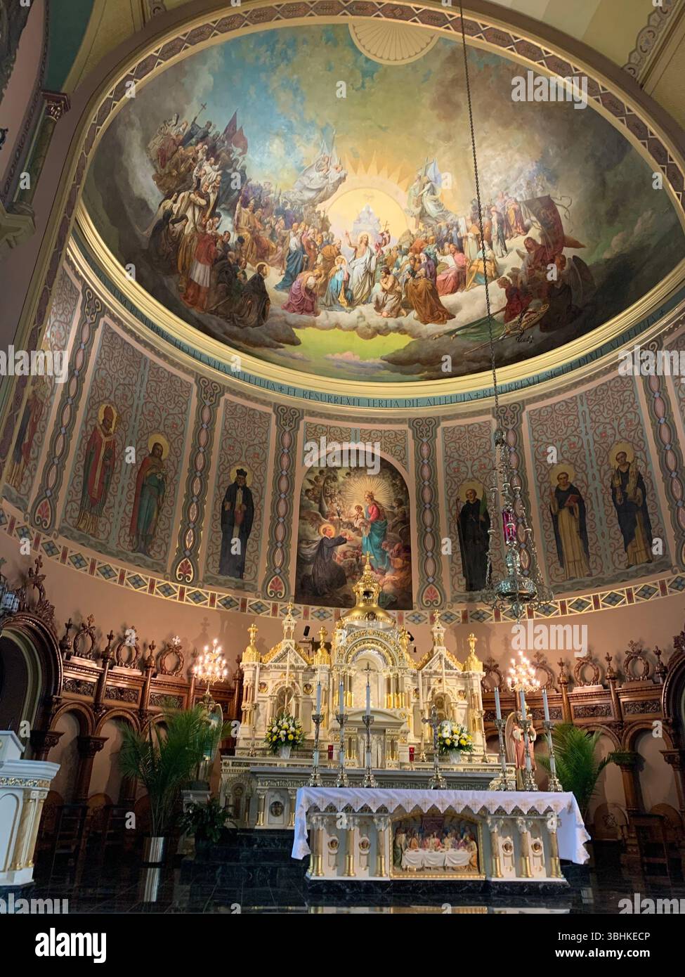 interior of catholic church in Chicago - Smartphone Captured Stock Image