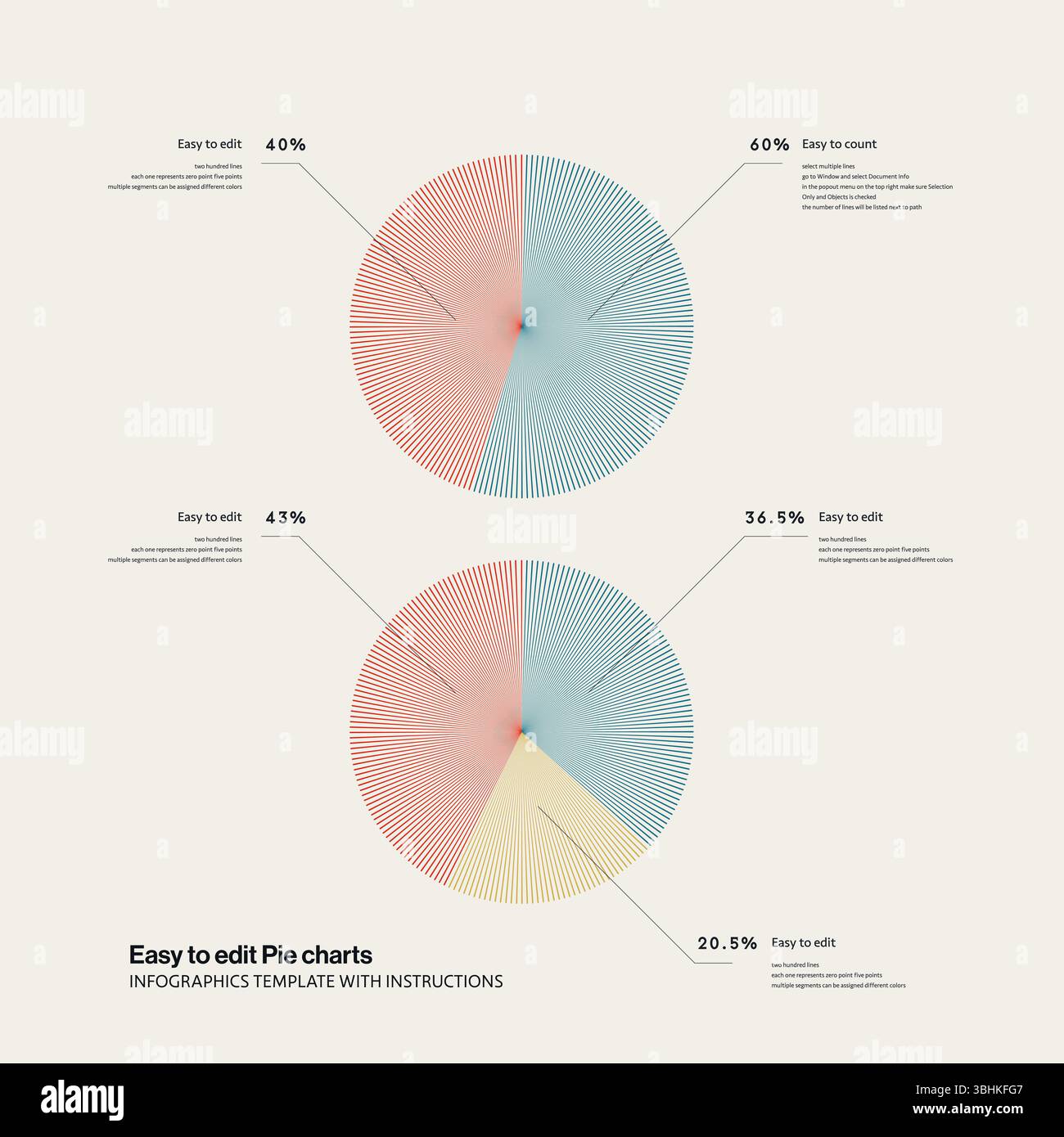 Easy to Edit Pie Chart Infographics Template. Editable Eps10 vector. Minimal illustration. Stock Vector