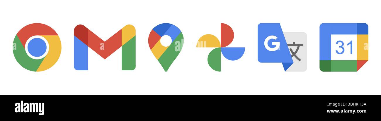 Google apps programs icon set Stock Vector