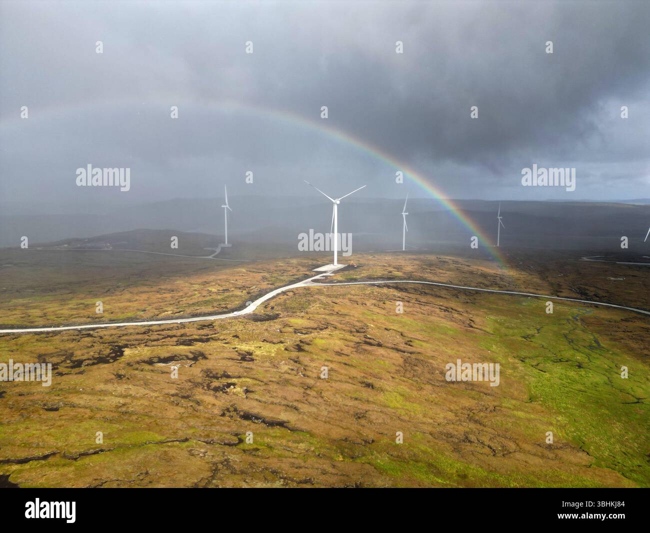 Approaching wind turbines aerial view hi-res stock photography and ...