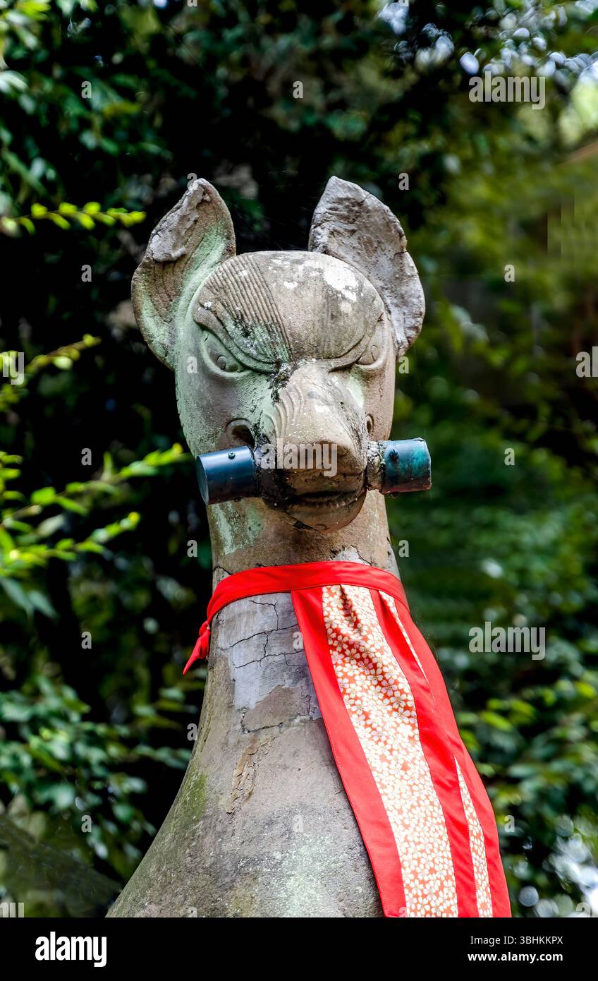 Colorful Fox Statue Fushimi Inari Shinto Shrine Kyoto Japan. Shrine to ...