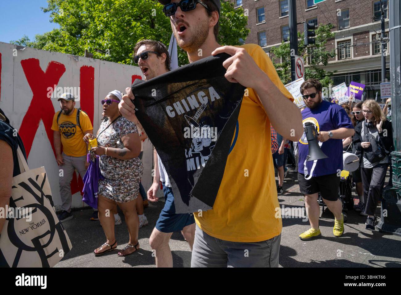 June 9, 2025, Seattle, Washington, USA: Protesters walk toward Seattle ...