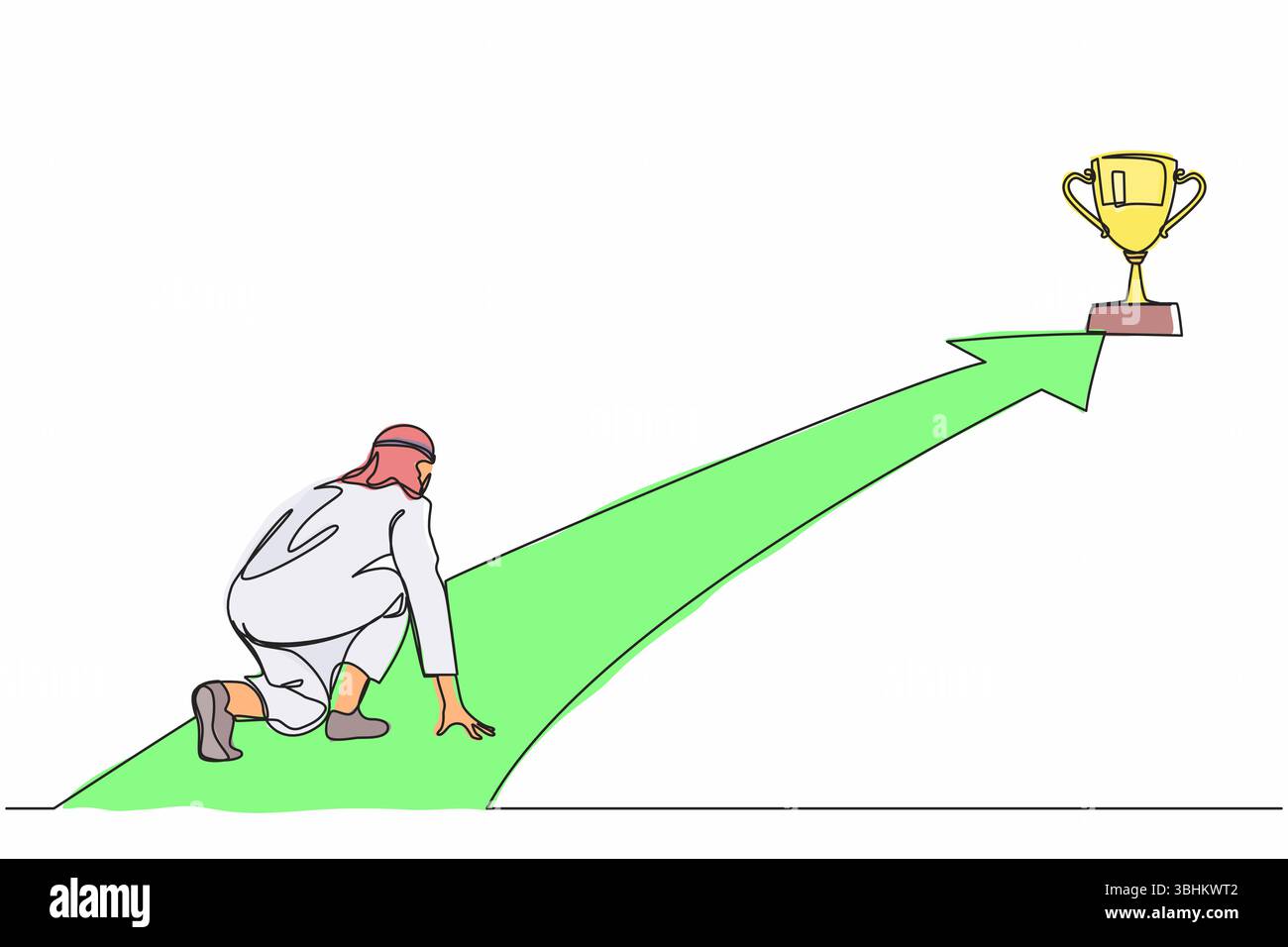Single one line drawing Arabian businessman get ready on starting to ...