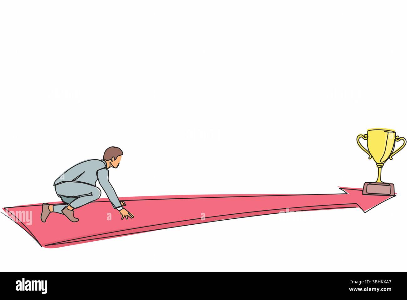 Continuous one line drawing side view businessman ready to run to ...